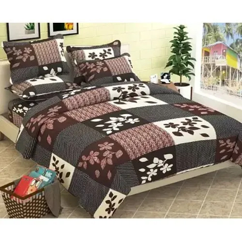 Double Bed Bedsheet With Four Pillow Cover And Three Doormat Mat Combo