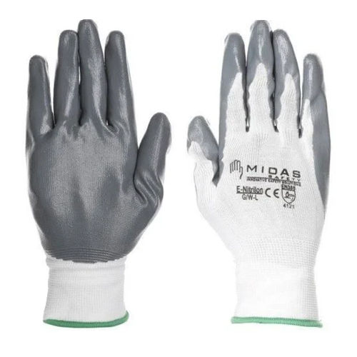 Grey-White Nitrile Coated Hand Gloves