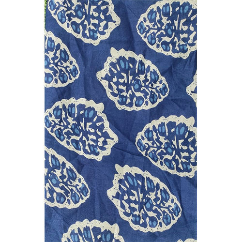 Washable Neel Blue Dabu Print Fabric