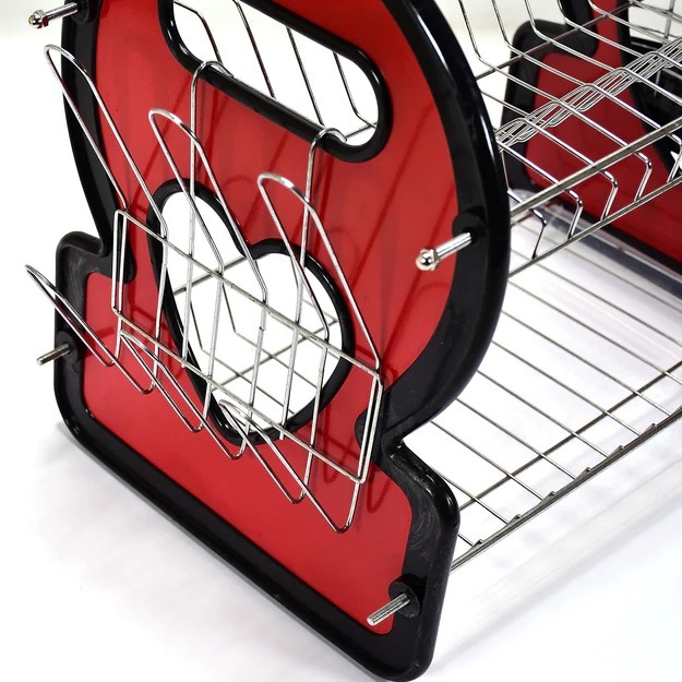 DISH DRAINER WITH GLASS HOLDER