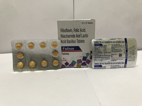 Folic Acid 1.5 mg and Riboflavin 10 mg and Niacinamide 100 mg and Lactic Acid Bacillus 60 millions spores