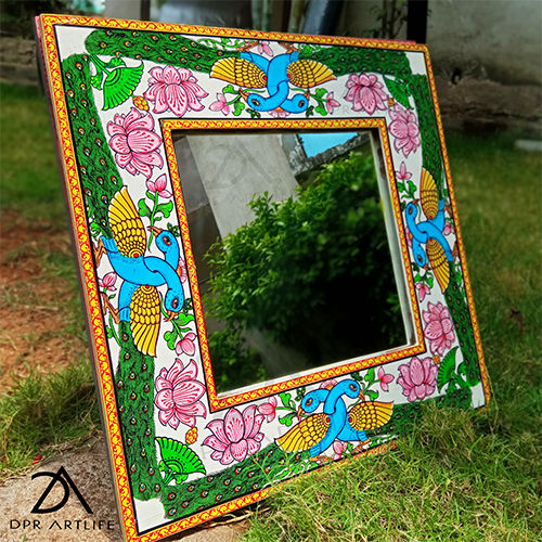 Wood Peacock Mirror Frame