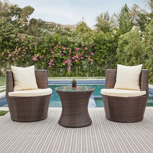 Outdoor Rattan Chair With Table No Assembly Required