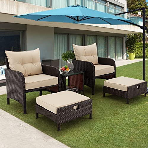 Outdoor Wicker Chair And Ottoman No Assembly Required