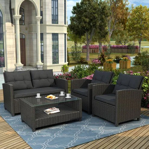 Outdoor Brown Patio Sofa Set No Assembly Required