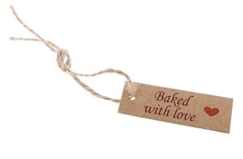 Atmiyamart Baked with Love Handmade Kraft Tag Use Handmade Product Birthday tag Wedding Favour Cake Box