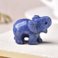 Black Labradorite Gemstone Crystal Elephant Statue