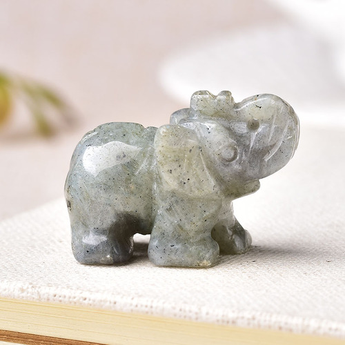 Labradorite Gemstone Crystal Elephant Statue