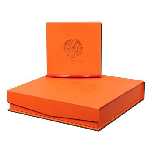 Orange Rigid Box - Laminated Material, Different Sizes Available | Glossy Lamination Finish, Versatile Packaging Solution