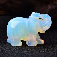 Black Obsidian Gemstone Crystal Elephant Statue