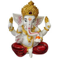 Marble Resin Ganesh Statue - Durable Design, Various Sizes Available | Articulate Painting, Polished Finish, Resilient For Everyday Use