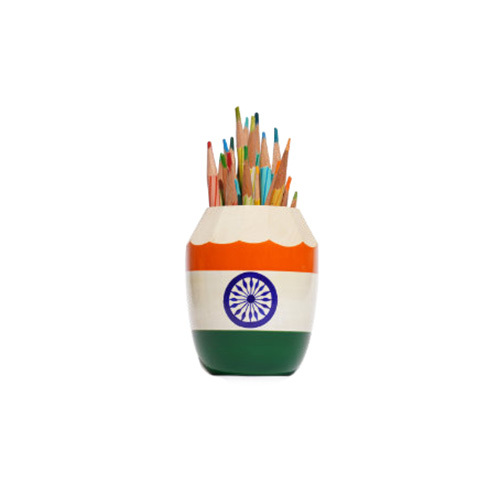 Hand Painted Wooden Indian Flag Pen Stand