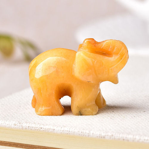 Yellow Topaz Gemstone Crystal Elephant Statue