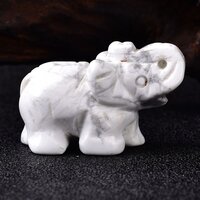 White Turquoise Gemstone Crystal Elephant Statue - Grade: Aaa