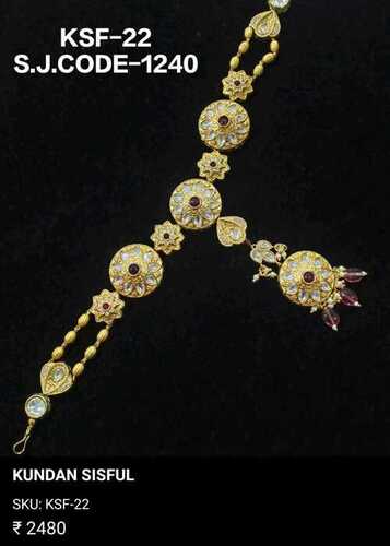 Gold Plated Kundan Sheeshphool With Pink Tika Gender: Women