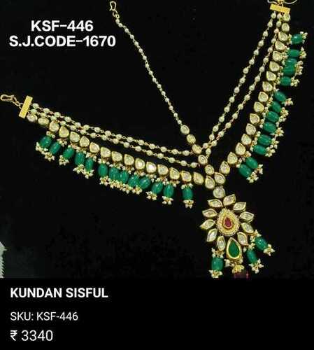 BRIDES KUNDAN SHEESHPHOOL WITH GREEN AND RUBY TIKA