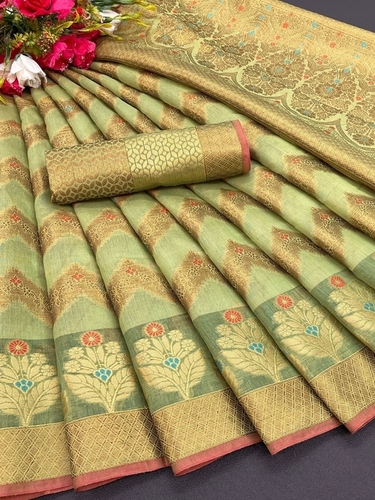 Sima Green1 Soft Cotton Silk Saree