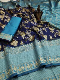Tanuja Blue Soft Lichi Silk Saree