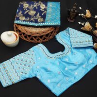 Tanuja Blue Soft Lichi Silk Saree