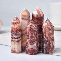 Rhodochrosite Gemstone Crystal Tower Pencil Point Healing Wand Stick