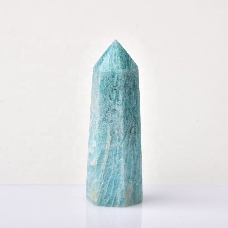 Green Amazonite Gemstone Crystal Tower Pencil Point Healing Wand Stick