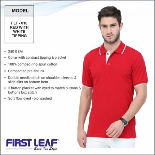 Polo T shirt Red with White Tipping