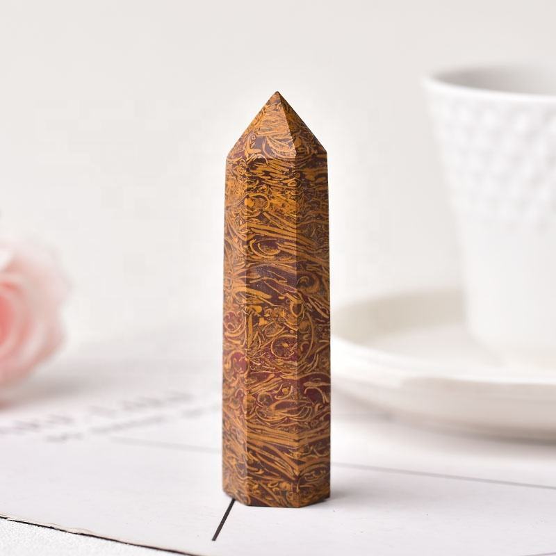 Maryam Jasper Gemstone Crystal Tower Pencil Point Healing Wand Stick