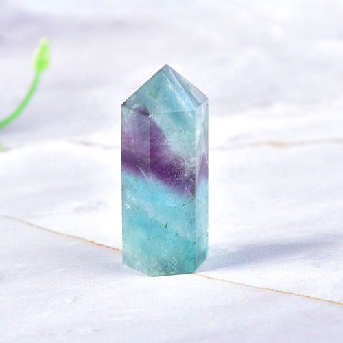 Multi Fluorite Gemstone Crystal Tower Pencil Point Healing Wand Stick Grade: Aaa