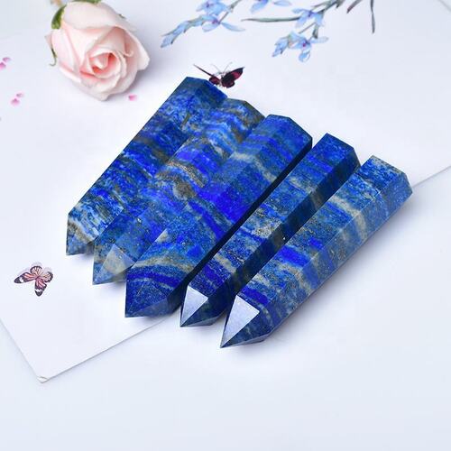 Lapis Lazuli Gemstone Crystal Tower Pencil Point Healing Wand Stick