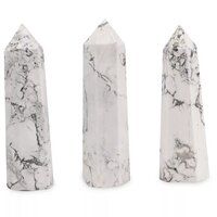 White Howlite Gemstone Crystal Tower Pencil Point Healing Wand Stick