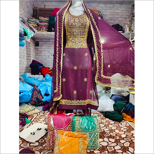 Jacquard Silk Ladies Fancy Handwork Suits