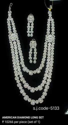 WHITE COLOUR AMERICAN DIAMOND LONG SET