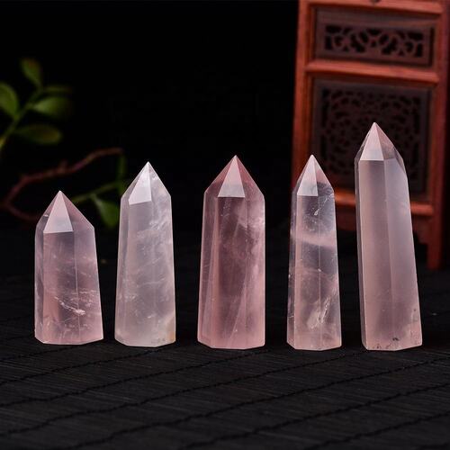 Rose Quartz Gemstone Crystal Tower Pencil Point Healing Wand Stick