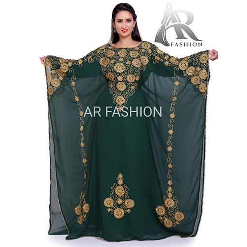 Royal Dubai Moroccan Stylish Georgette Kaftan Arabi Wedding Party Wear