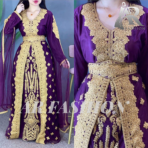 Royal Modern Dubai Moroccan Caftan Party Wear Aaree Work Design Jalabiya Jacket Dress