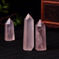 Rose Quartz Gemstone Crystal Tower Pencil Point Healing Wand Stick