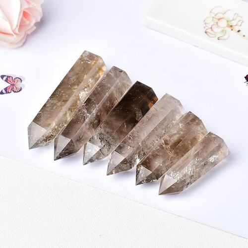 Smoky Quartz Gemstone Crystal Tower Pencil Point Healing Wand Stick