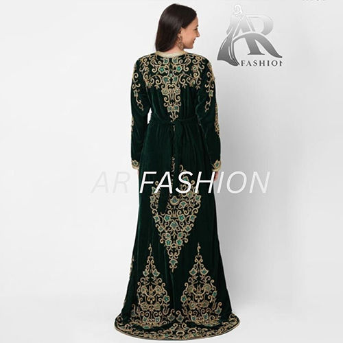 Velvet African Attire Bridesmaid Muslim Wedding Gown