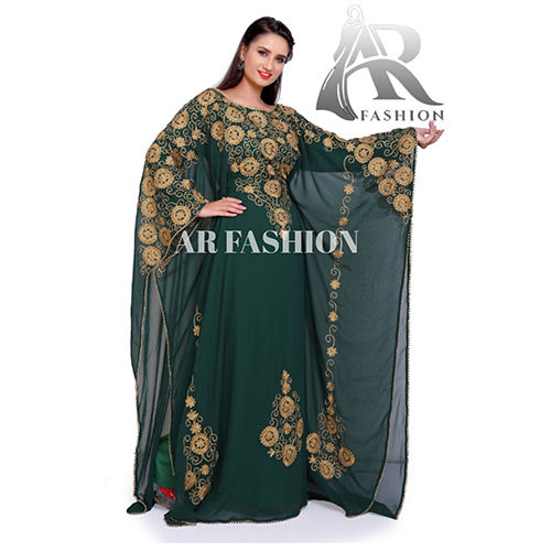 Royal Dubai Moroccan Stylish Georgette Kaftan Arabi Wedding Party Wear