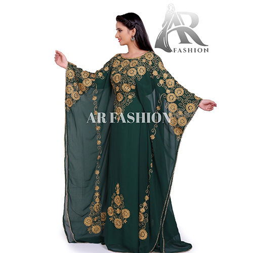 Royal Dubai Moroccan Stylish Georgette Kaftan Arabi Wedding Party Wear