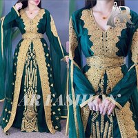 Royal Modern Dubai Moroccan Caftan Party Wear Aaree Work Design Jalabiya Jacket Dress