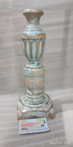 Wooden Lamp Base - Mango Wood Carved Design, 12 Inch Height, Antique Rustic Finish | Customization Available for Size and Finish