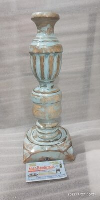 Wooden Lamp Base - Mango Wood Carved Design, 12 Inch Height, Antique Rustic Finish | Customization Available For Size And Finish