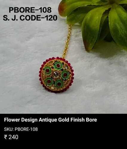 FLOWER DESIGN ANTIQUE/POLKI BORE