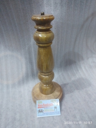 Wooden Stand - Mango Wood Carved Lamp Base 12 Inch Height, Antique Rustic Finish for Home Decoration, Arts & Crafts, Customizable Design