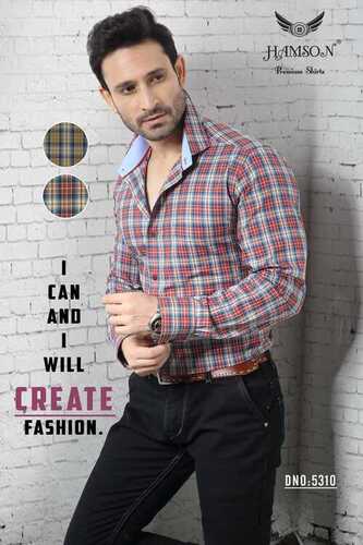MENS COTTON BLENDED CHECKS SHIRTS 7 - Cotton Twill Fabric, Sizes L-XXL, Multi-Color, Standard Collar, Full Sleeves, Anti-Wrinkle, Breathable, Washable