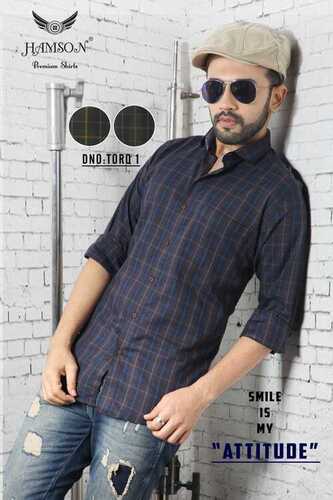 MENS COTTON BLENDED CHECKS SHIRTS 8 - Cotton Twill Fabric Multi-Color Full Sleeves Standard Collar | Breathable Anti-Wrinkle Washable Yarn Dyed