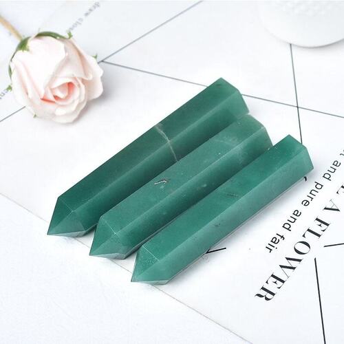 Green Aventurine Crystal Gemstone Pencil Point Tower Healing Wand Stick