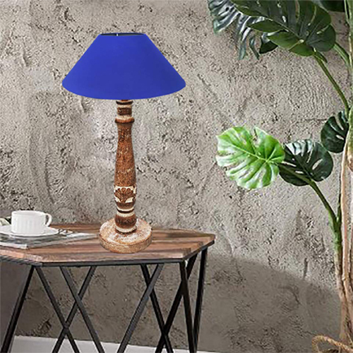 Wooden Lamp - Wood Material, 12.5x12.5x50 cm Dimensions | Antique Imitation Style, Carved & Polished Finish, Perfect for Home & Office Decor