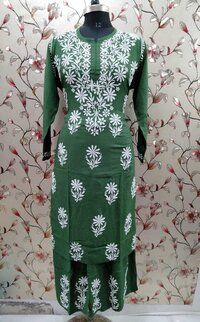 Lucknowi Latest Rayon Kurti Plazzo Set Hand work Embroidryembroidery